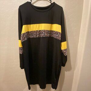 ColorBlock & Leopard Print Tee Dress/ shirt